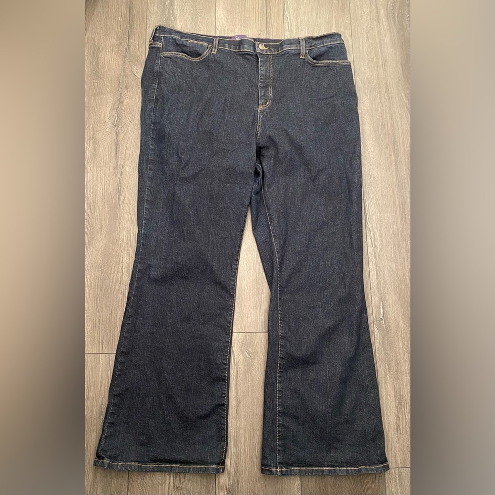 NYDJ Womens Bootcut Blue Jeans Dark Wash Lift Tuck Technology Plus Size 24W